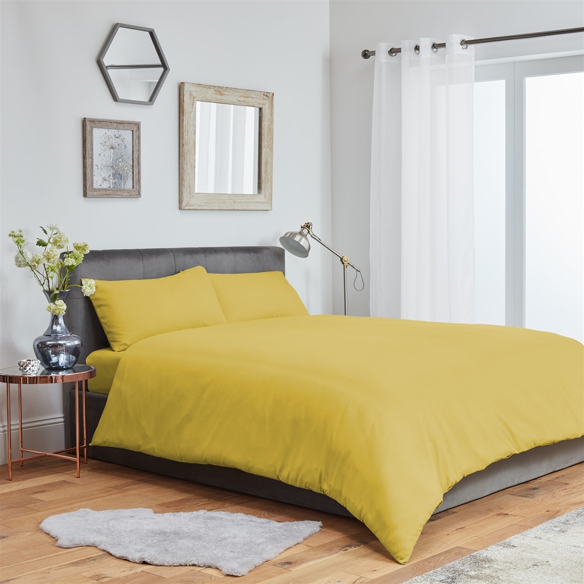 Plain Duvet Cover Bedding Set With Pillowcase (Ochre)