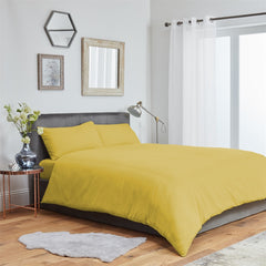 Plain Duvet Cover Bedding Set With Pillowcase (Yellow)