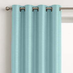Faux Silk Eyelet Fully Lined Curtains (Duck Egg)