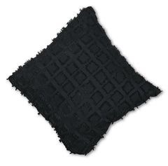Elsa Faux Silk Eyelet Curtain Panel With Luxurious Fur Top (Black )