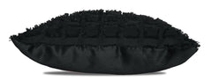 Elsa Faux Silk Eyelet Curtain Panel With Luxurious Fur Top (Black )