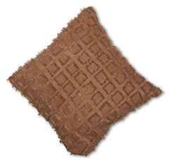 Elsa Faux Silk Eyelet Curtain Panel With Luxurious Fur Top (Mocha)