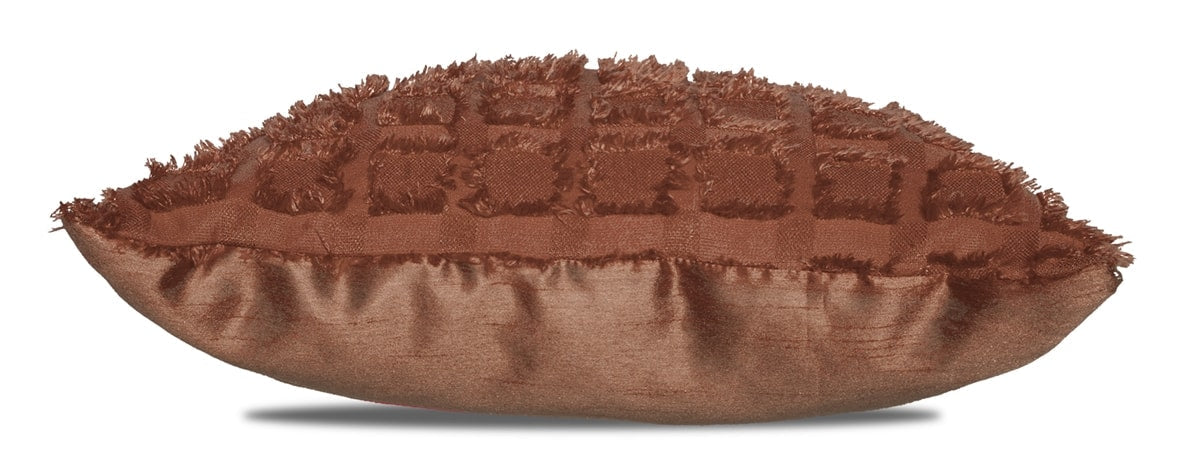 Elsa Faux Silk Eyelet Curtain Panel With Luxurious Fur Top (Mocha)