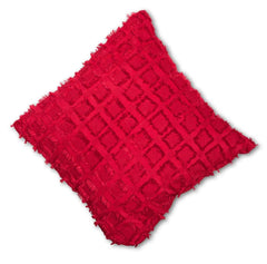 Elsa Faux Silk Eyelet Curtain Panel With Luxurious Fur Top (Red)