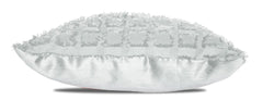 Elsa Faux Silk Eyelet Curtain Panel With Luxurious Fur Top (White)
