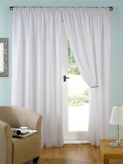 Evie' Lined Tape Top Voile Curtain (White)