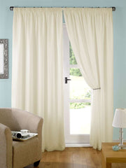 Evie' Lined Tape Top Voile Curtain (Cream)