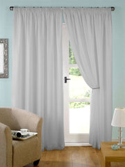 Evie' Lined Tape Top Voile Curtain (Silver)