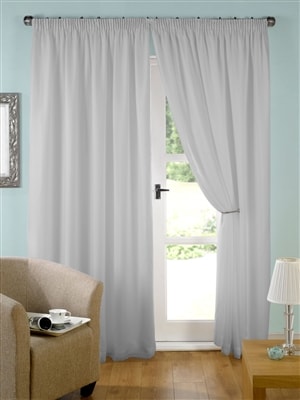 Evie' Lined Tape Top Voile Curtain (Silver)