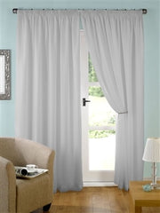 Evie' Lined Tape Top Voile Curtain (Silver)