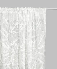 Eden Leaf Voile Slot Top Curtain Panel (White)