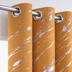 Elyse Thermal Blackout Eyelet Curtains With Silver Foil (Gold)