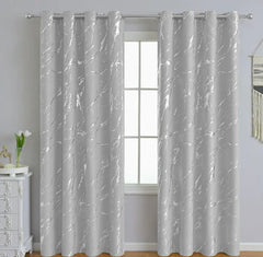 Elyse Silver Thermal Blackout Eyelet Curtains With Silver Foil (Silver)
