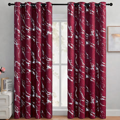 Elyse Thermal Blackout Eyelet Curtains With Silver Foil (Red)