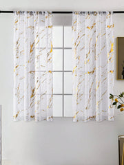 Elyse Marble Design Slot Top Voile Panel With Gold Foil