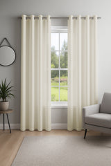 Evie Lined Voile Eyelet Curtain (Cream)