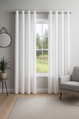 Evie Lined Voile Eyelet Curtains (White)