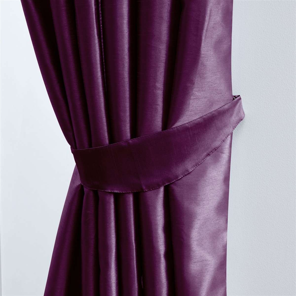 Faux Silk Pencil Pleat Fully Lined Curtains (Aubergine )