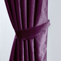 Faux Silk Pencil Pleat Fully Lined Curtains (Aubergine )