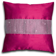Faux Silk Pencil Pleat Fully Lined Curtains (Fuchsia)