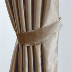 Faux Silk Pencil Pleat Fully Lined Curtains (Mocha)