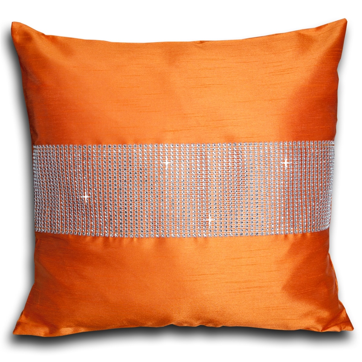Faux Silk Pencil Pleat Fully Lined Curtains (Orange)