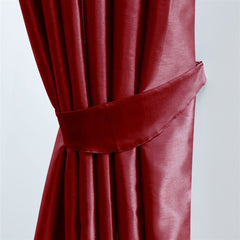 Faux Silk Pencil Pleat Fully Lined Curtains (Red)