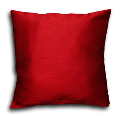 Faux Silk Pencil Pleat Fully Lined Curtains (Red)
