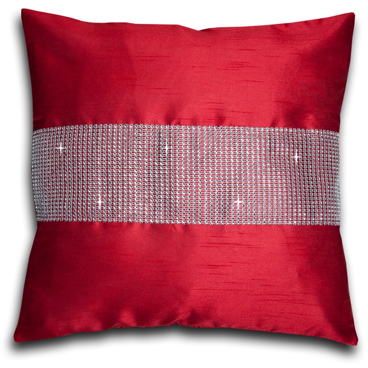 Faux Silk Pencil Pleat Fully Lined Curtains (Red)