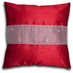 Faux Silk Pencil Pleat Fully Lined Curtains (Red)