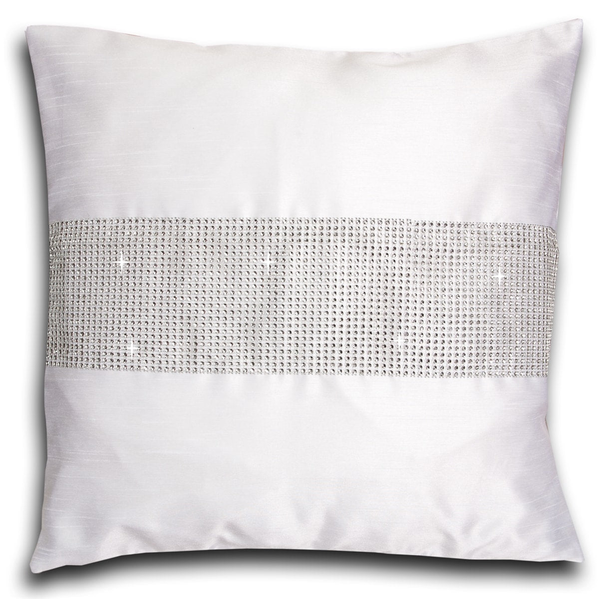 Faux Silk Pencil Pleat Fully Lined Curtains (White)