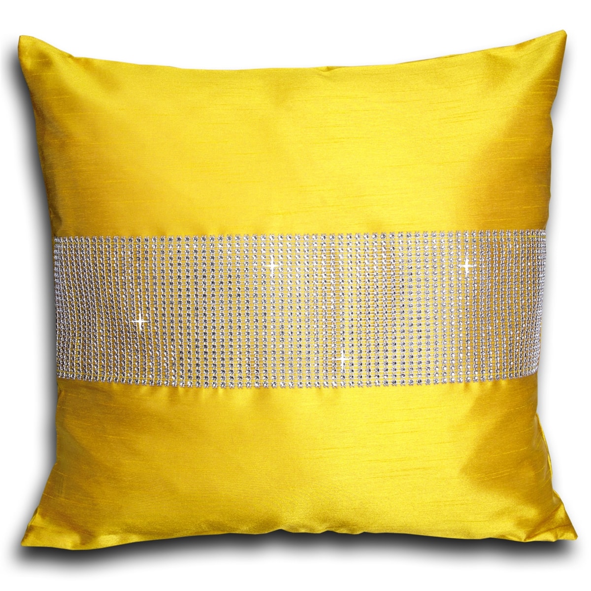 Faux Silk Pencil Pleat Fully Lined Curtains (Yellow)