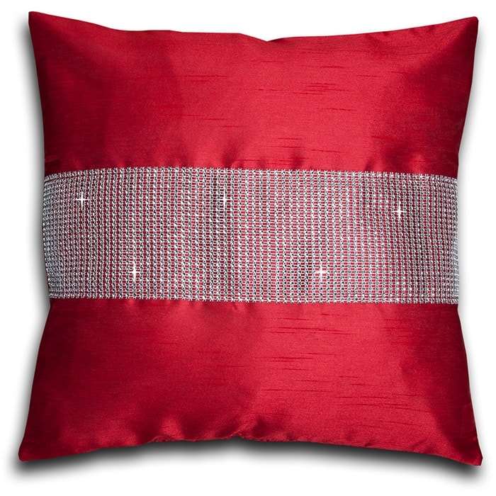 Faux Silk Eyelet Fully Lined Curtains (Red)