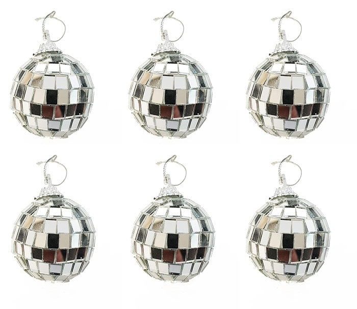 Disco Mirror Ball Christmas Tree Decoration Pack Of 6