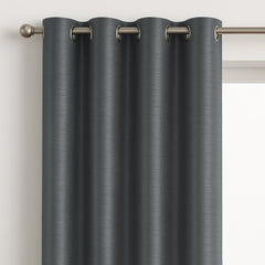 Faux Silk Eyelet Fully Lined Curtains (Grey)