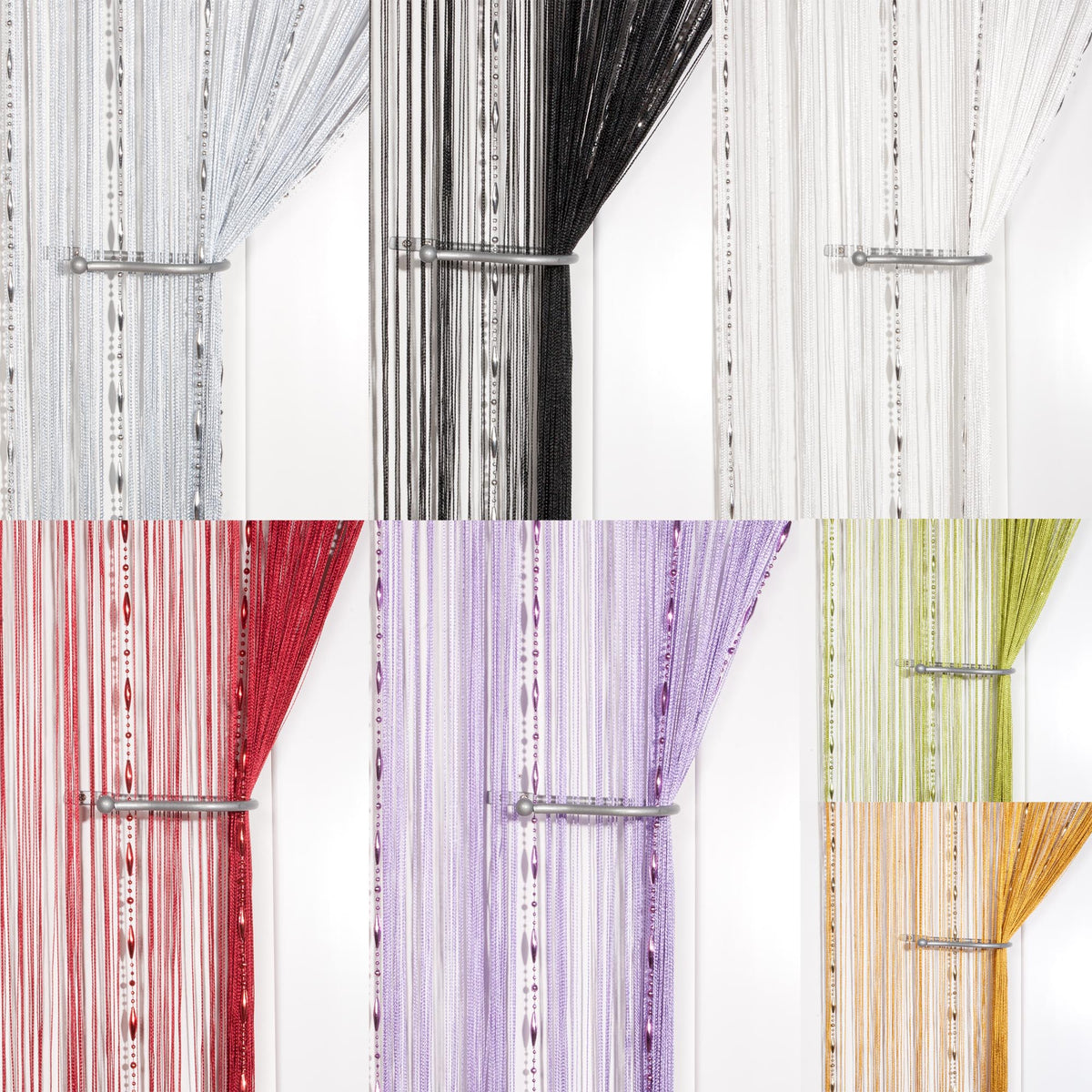 Dew Drop Beaded Chain String Curtain Panel (White)