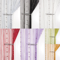 Dew Drop Beaded Chain String Curtain Panel (White)