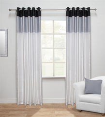 Harmony Ready Made Faux Silk Eyelet Curtains - White