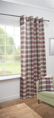 Isla Woven Twill Tartan Check Eyelet Curtain Panel (Red)