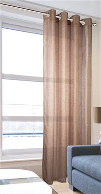 Leona Mocha Linen Effect Voile Panel