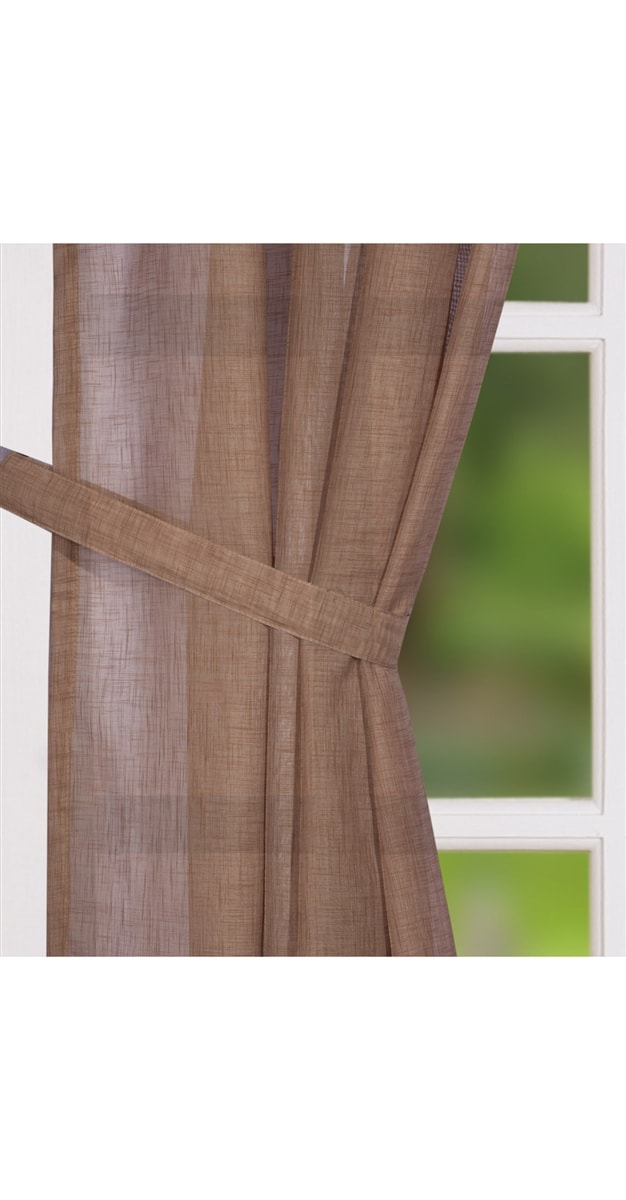 Leona Mocha Linen Effect Voile Panel