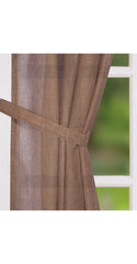 Leona Mocha Linen Effect Voile Panel