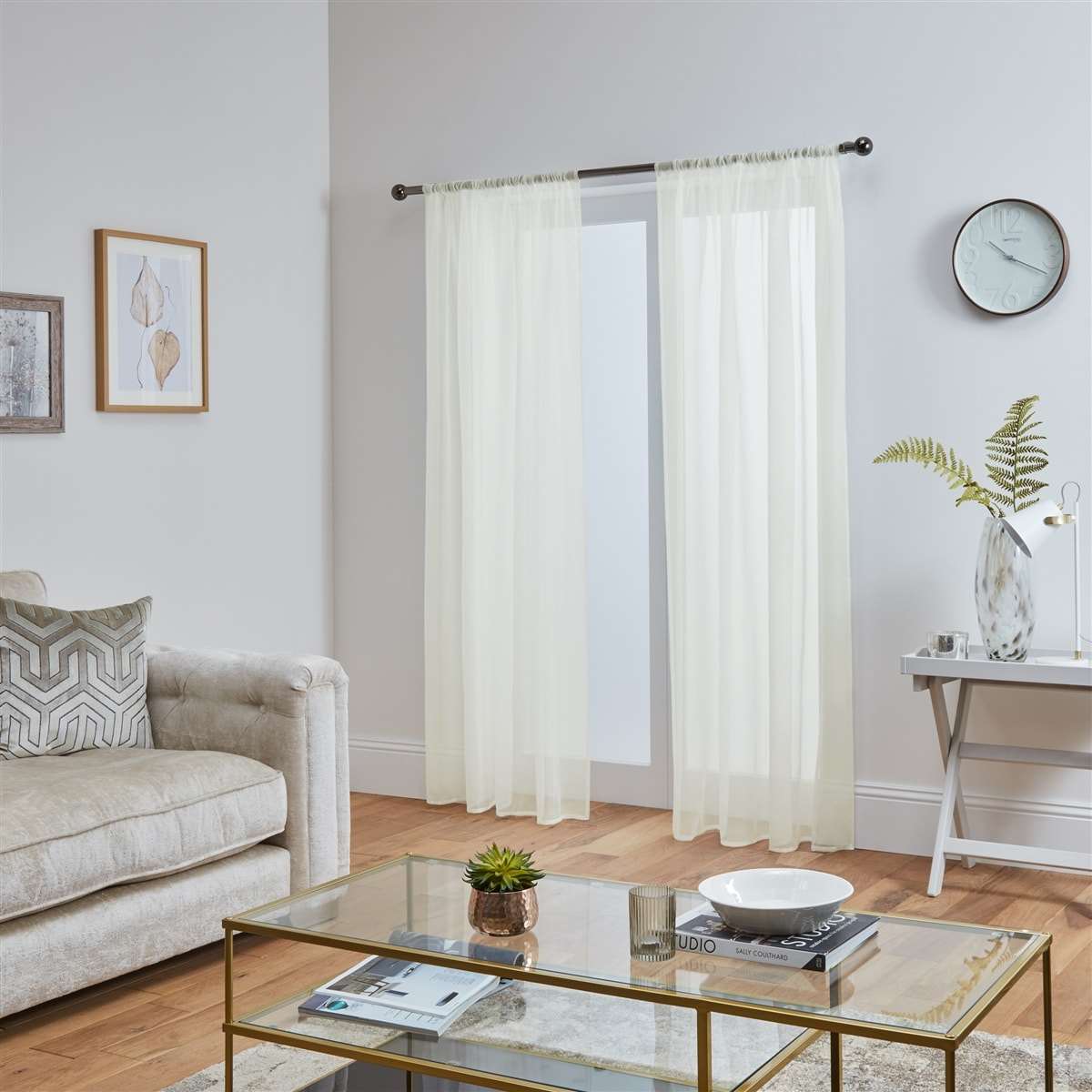 Lucy Pair Slot Top Voile Panels (Cream)
