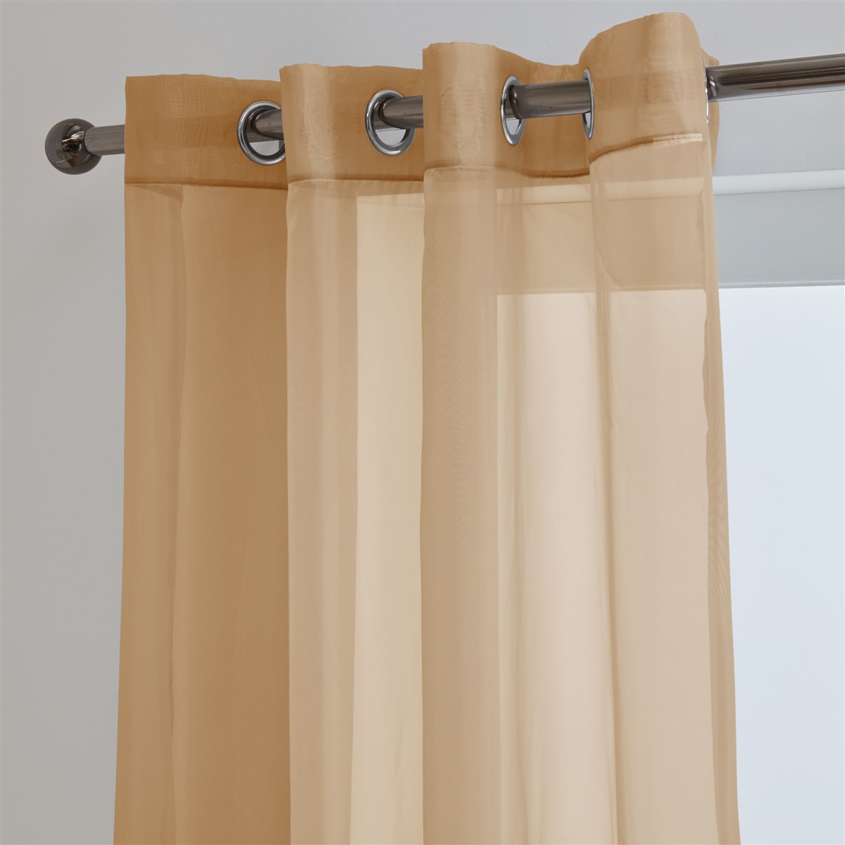 Lucy Eyelet Ring Top Voile Panel (Latte)