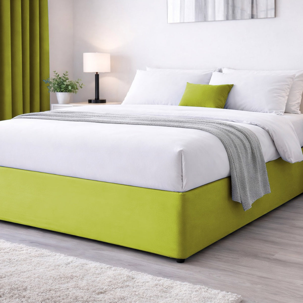 Elasticated Divan Bed Valance (Lime)