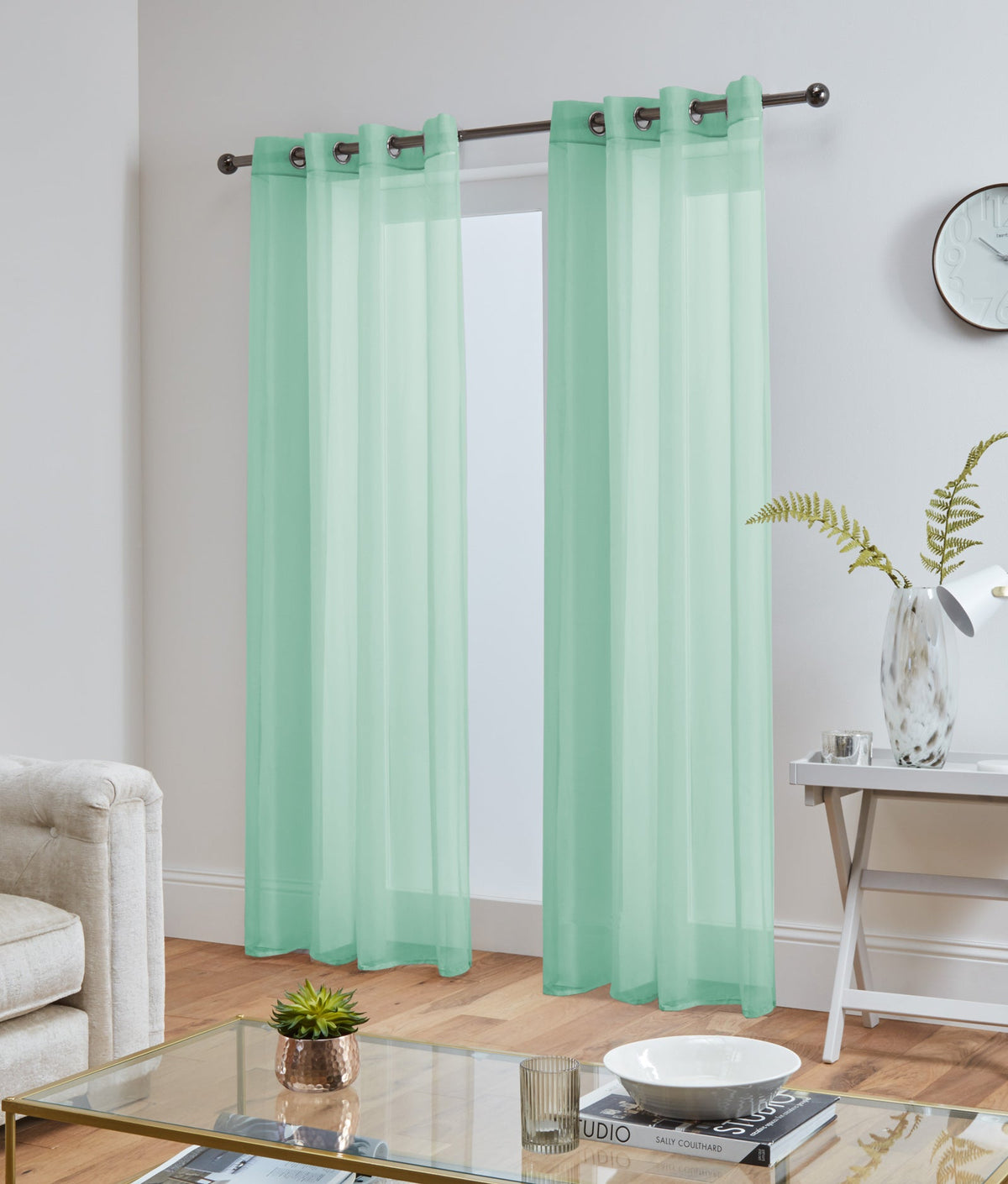 Lucy Pair Eyelet Ring Top Voile Panel (Green)