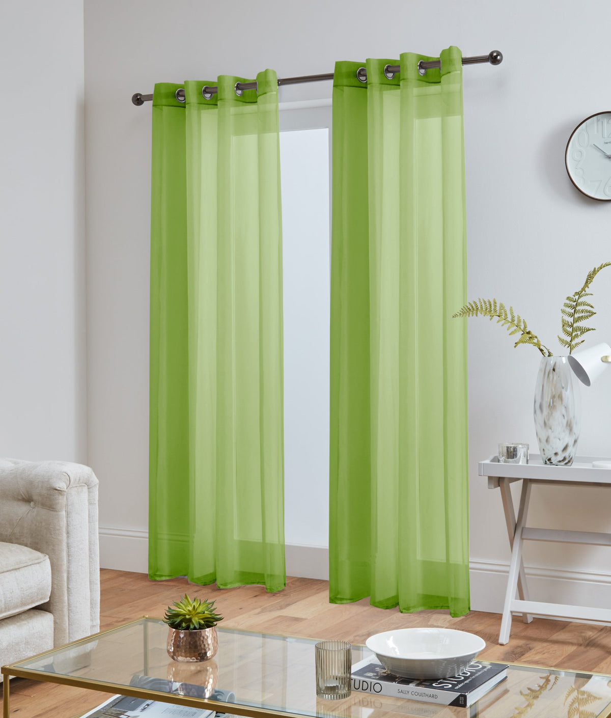 Lucy Pair Eyelet Ring Top Voile Panel (Lime)