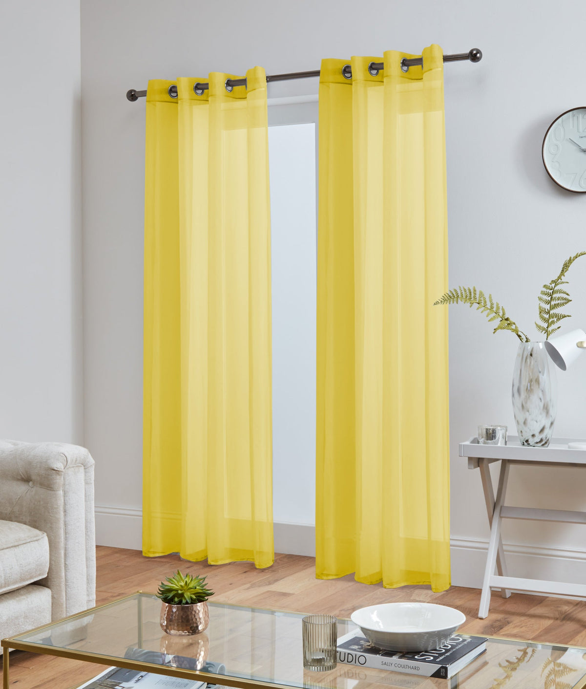 Lucy Pair Eyelet Ring Top Voile Panel (Yellow)