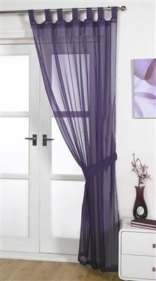 Opaque Tab Top Voile Panel (Aubergine)