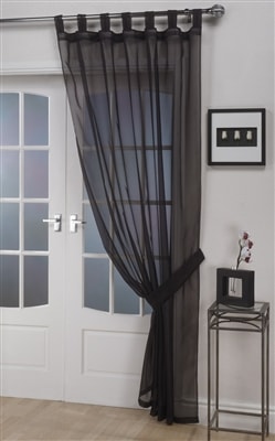 Opaque Tab Top Voile Panel (Black)